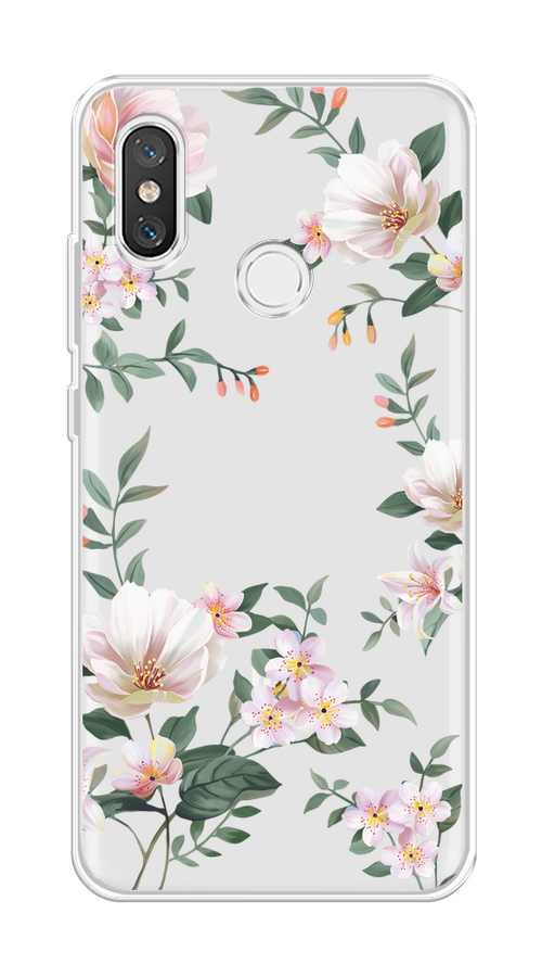 

Чехол на Xiaomi Mi 8 "Beautiful white flowers", Бежевый;зеленый, 33550-1
