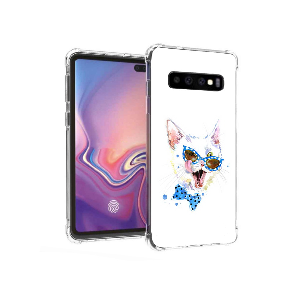 

Чехол MyPads Tocco для Samsung Galaxy S10+ белый кот (PT125670.500.229), Прозрачный, Tocco