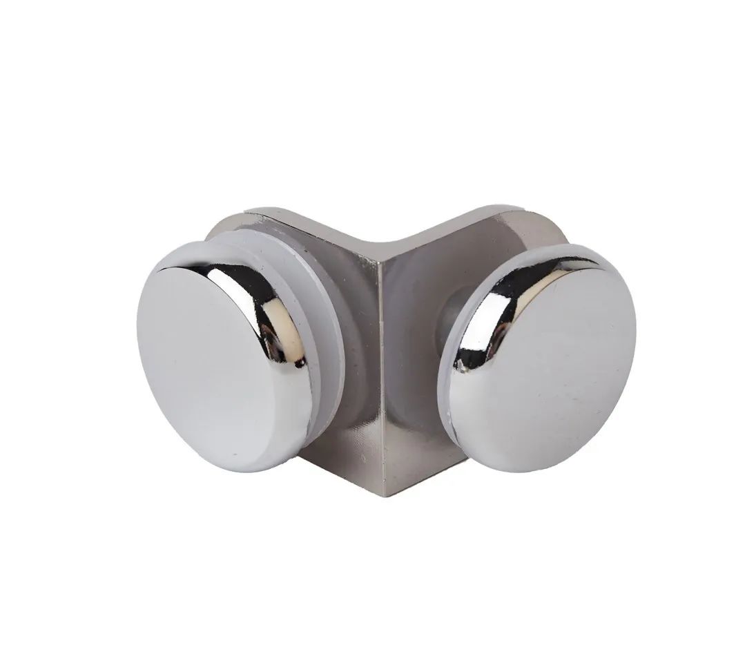 Коннектор стекло-стекло 90 градусов круглый хром, 8-5-1-3