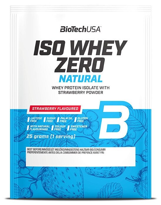 фото Изолят протеина biotechusa iso whey zero lactose free natural 25 г, клубника