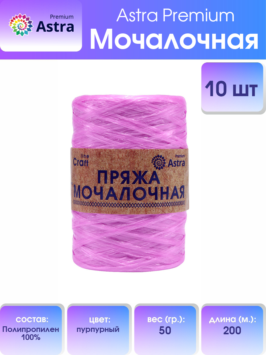

Пряжа для вязания Astra Premium Мочалочная 50г 200м (полипропилен) (пурпурный) 10 мотков, Фиолетовый, 560687