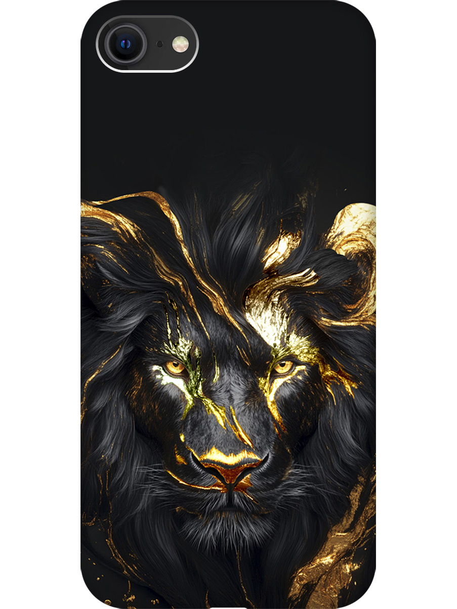 

Силиконовый чехол на Apple iPhone SE (2022) / SE (2020) / 8 / 7 с принтом 861991, Черный;золотистый, 713043213
