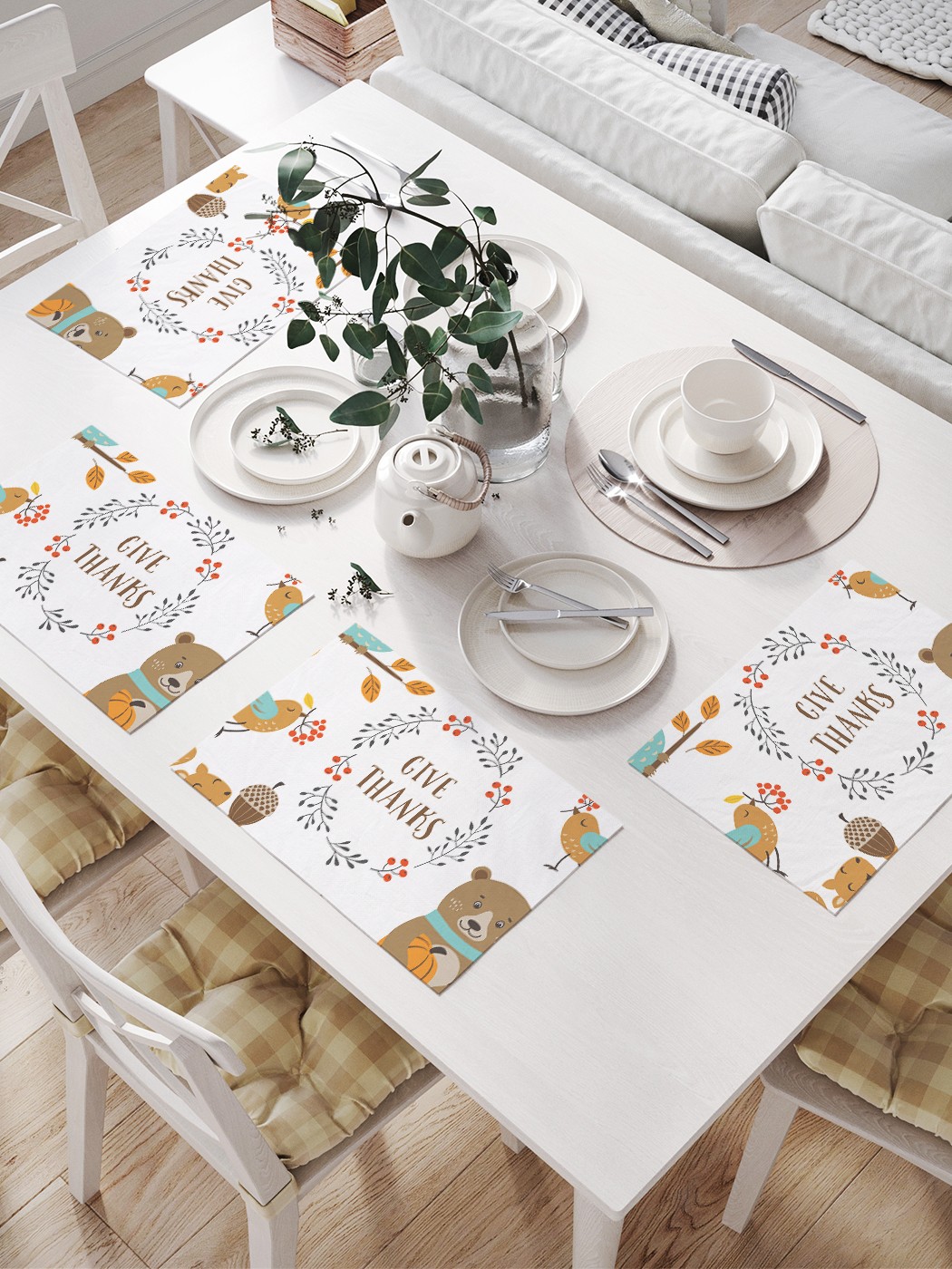 

Сервировочные салфетки JoyArty "День Благодарения в лесу" (32х46 см, 4 шт.), Разноцветный