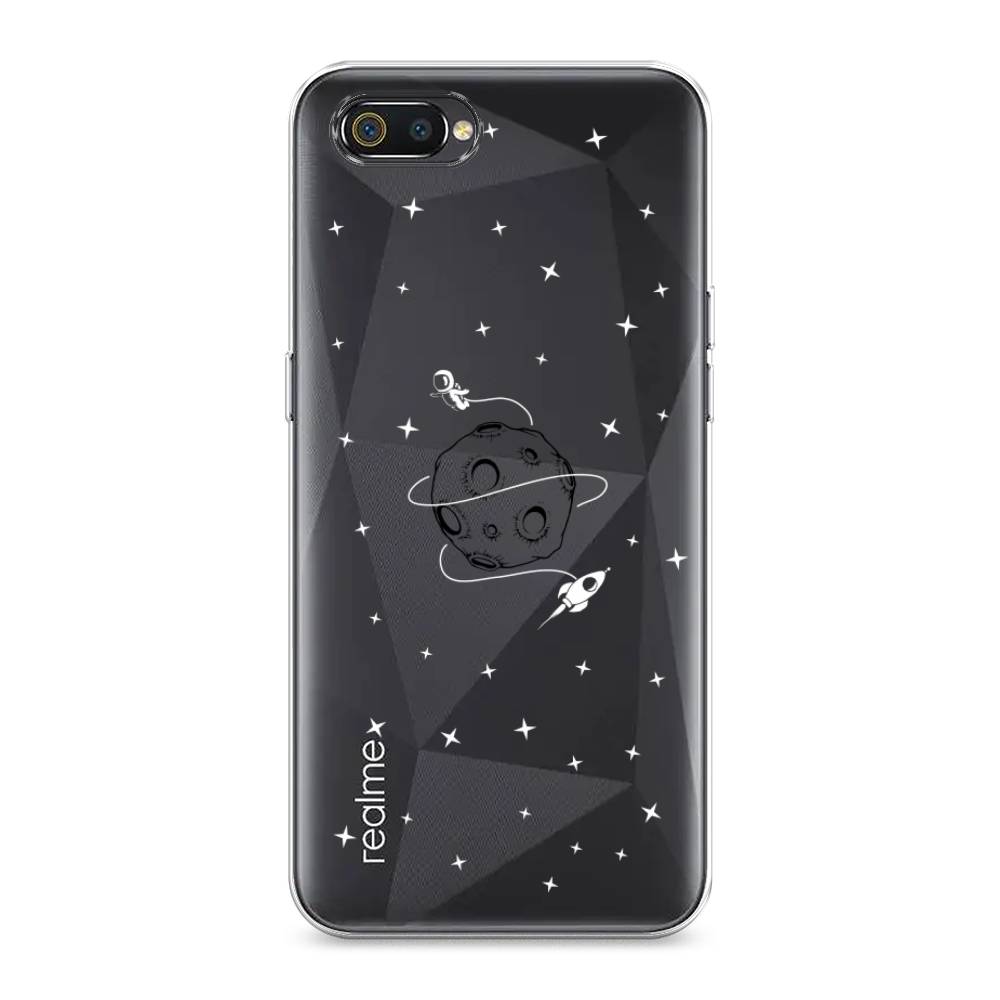 

Чехол на Realme C2 "Полет вокруг луны", Белый;серый;черный, 251150-2
