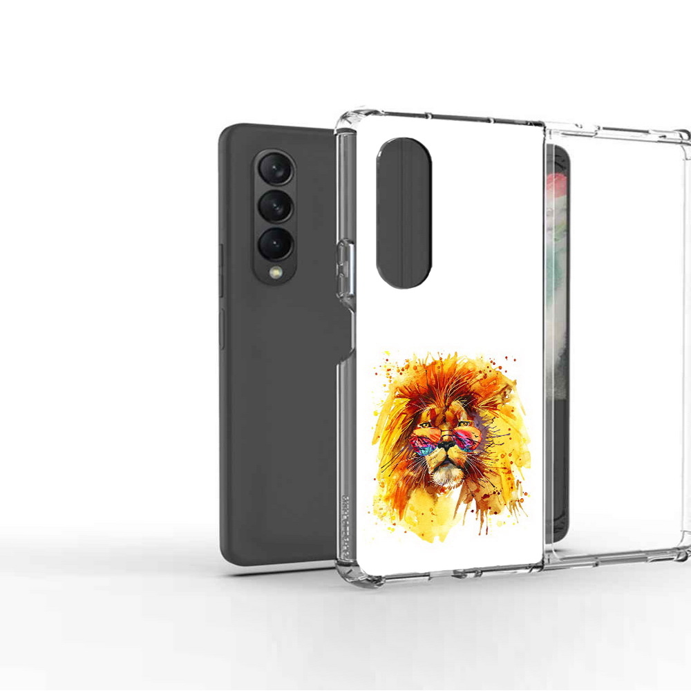 

Чехол MyPads Tocco для Samsung Galaxy Z Fold 3 лев в очках, Прозрачный, Tocco