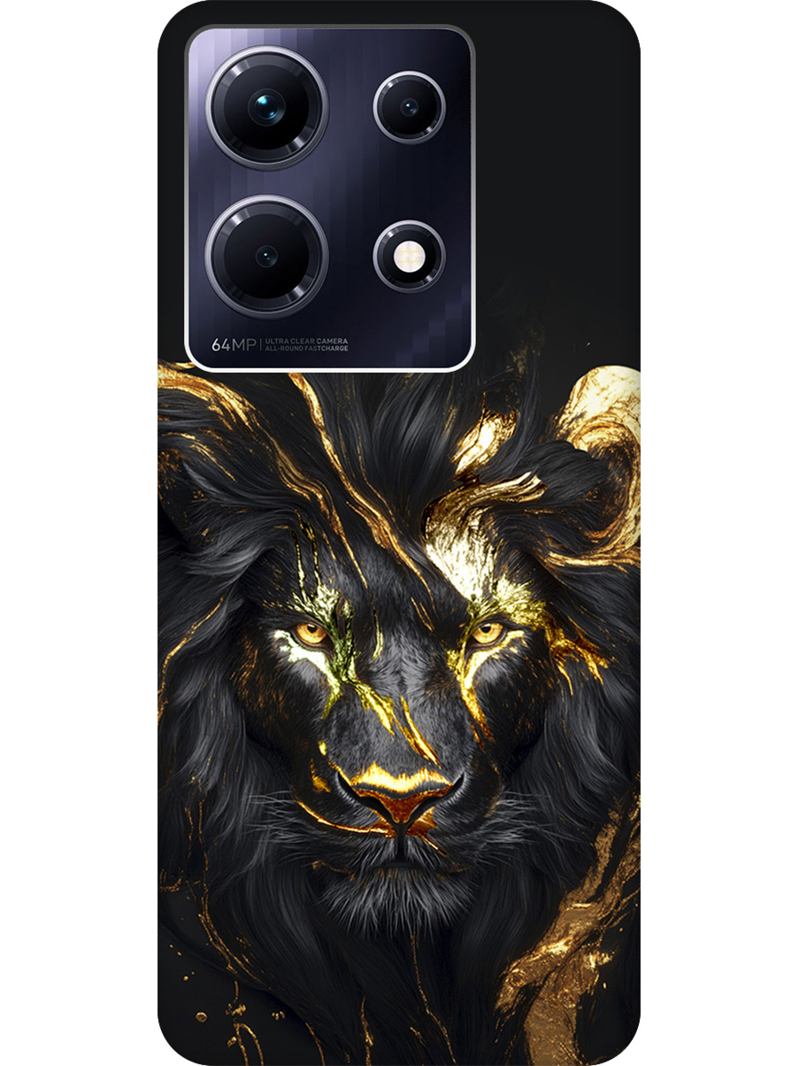 

Силиконовый чехол на Infinix Note 30 с принтом "Золотой лев" матовый черный, Черный;золотистый, 773943713
