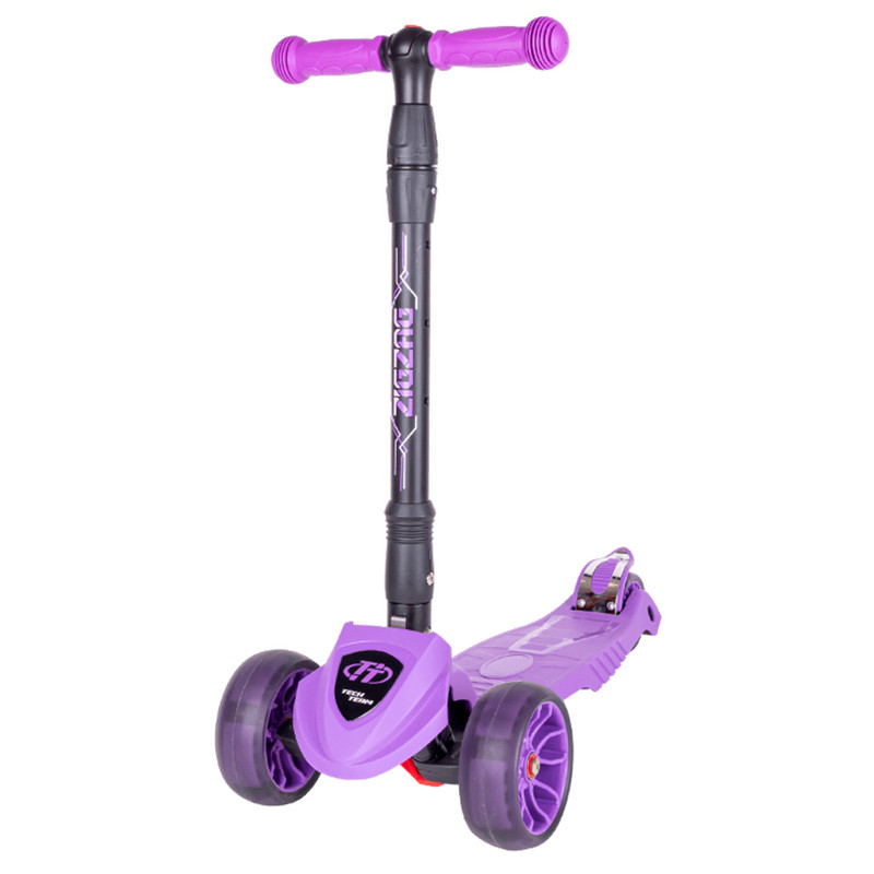 Детский самокат Tech Team zig zag 2022 со светящимися колёсами, фиолетовый 224399