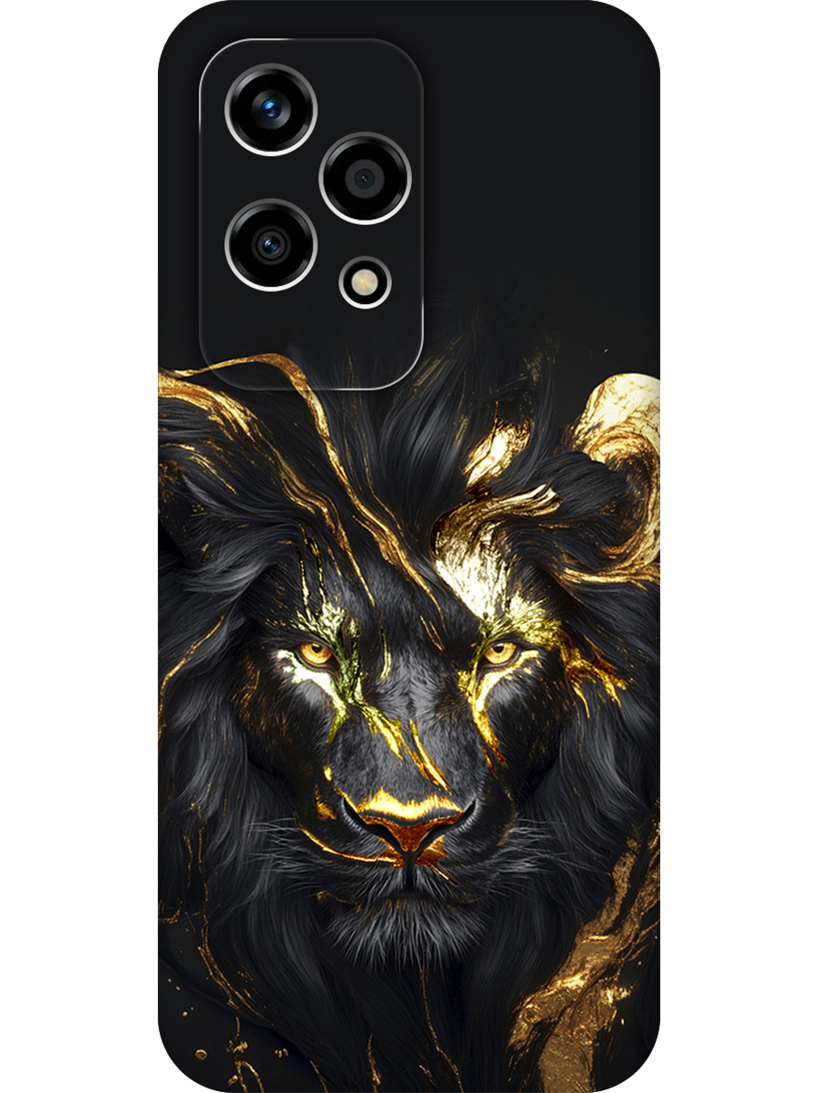 

Силиконовый чехол на Honor 200 lite с принтом "Золотой лев" матовый черный, Черный;золотистый, 783979013