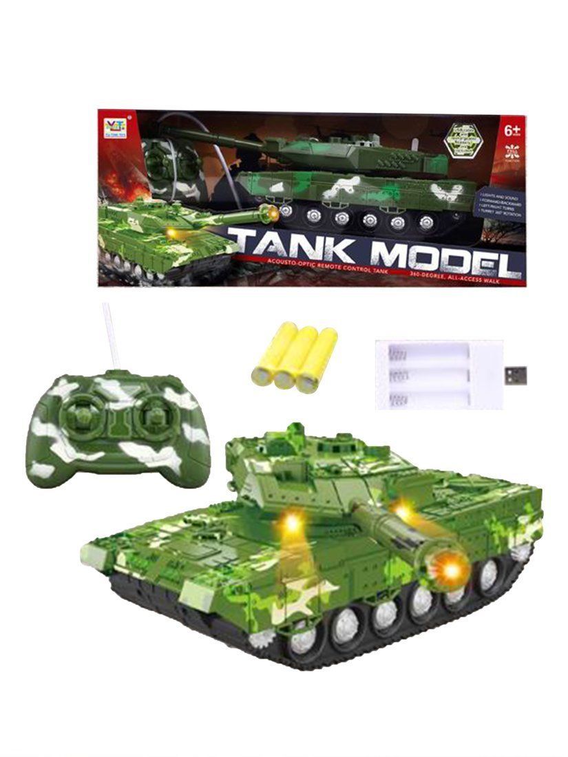 

Танк радиоуправляемый, 4 канала, свет, звук, коробка, Разноцветный