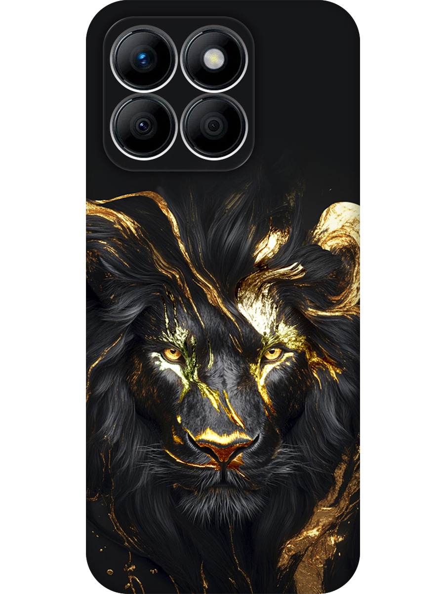 

Силиконовый чехол на Honor X8b с принтом "Золотой лев" матовый черный, Черный;золотистый, 781973213