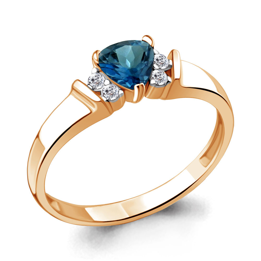 

Кольцо из серебра с топазом\фианитом Aquamarine Aquamarine 6943008А_925_з р, 6943008А_925_з