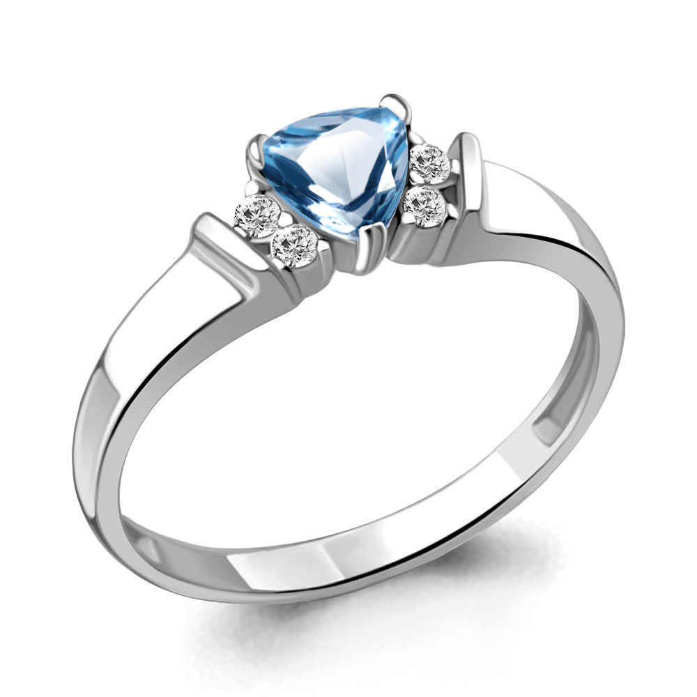 

Кольцо из серебра с топазом\фианитом Aquamarine Aquamarine 6943005А_925_р р. 17, 6943005А_925_р