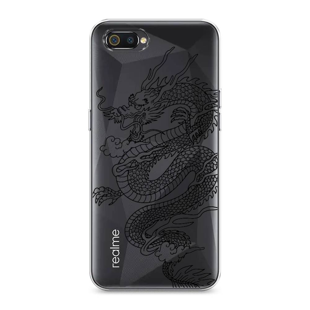 

Чехол на Realme C2 "Большой китайский дракон", Черный;серый, 251150-1