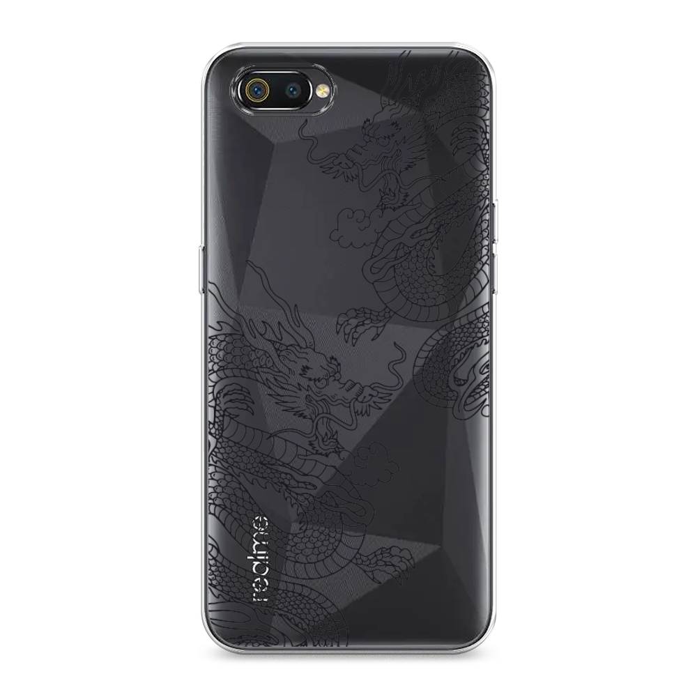 

Чехол на Realme C2 "Два китайских дракона", Серый;черный, 251150-1