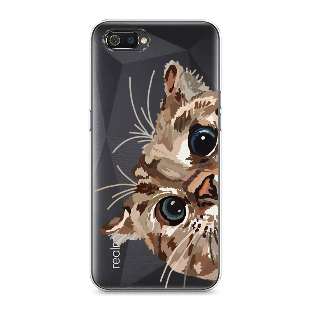 

Чехол на Realme C2 "Любопытный кот", Коричневый;синий;черный, 251150-1