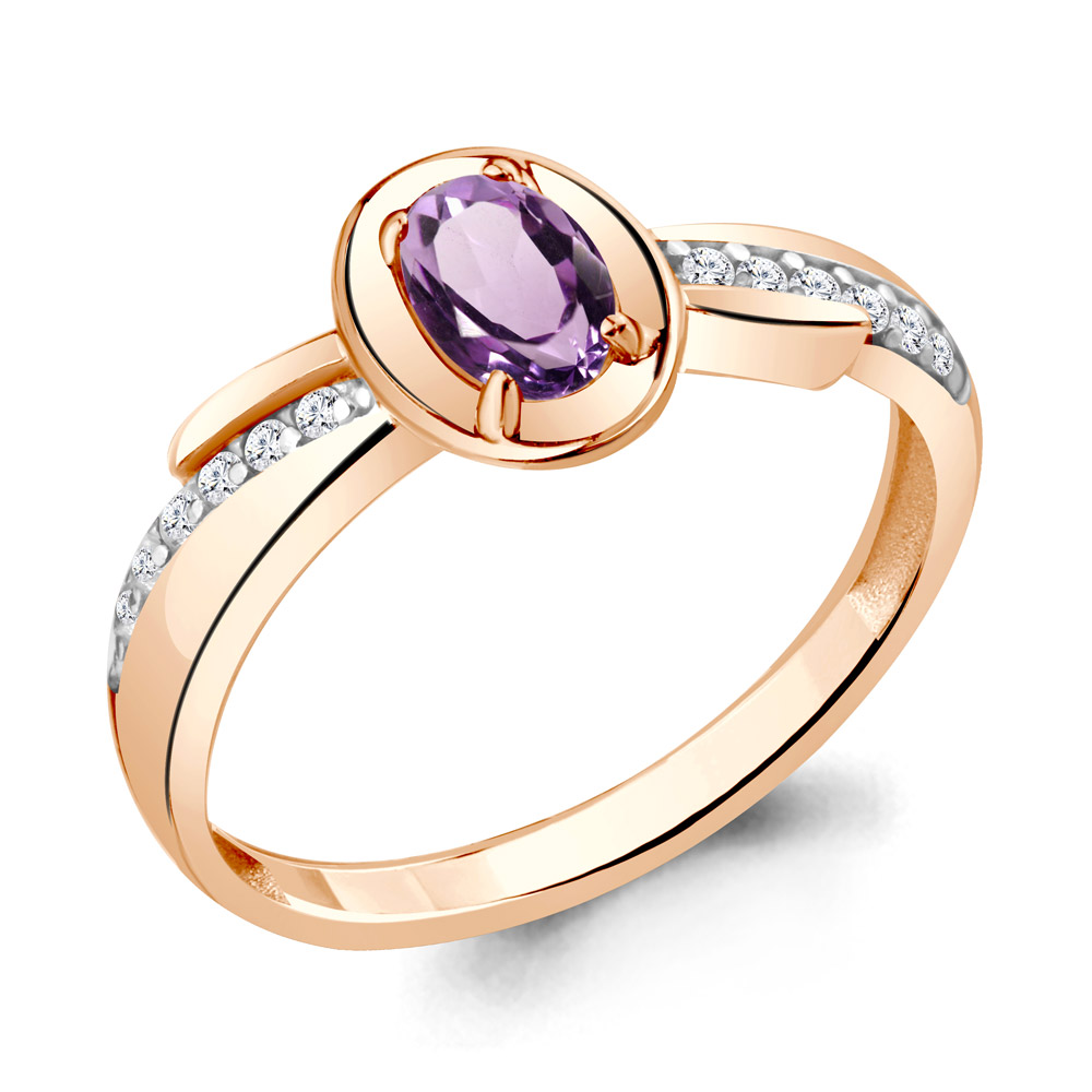 

Кольцо из серебра с аметистом\фианитом Aquamarine Aquamarine 6942604А_925_з р, 6942604А_925_з