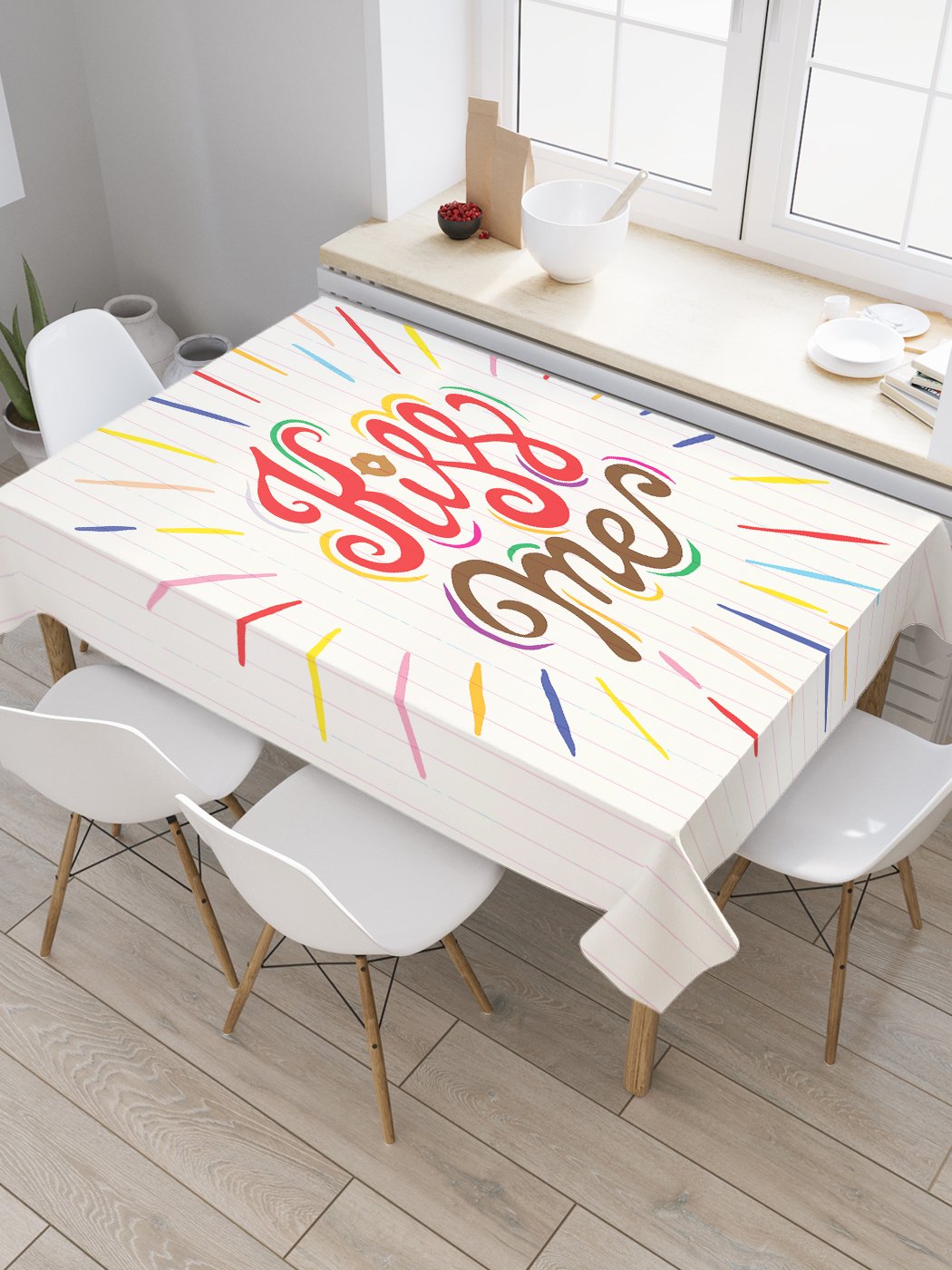 

Скатерть прямоугольная JoyArty "Взрывной поцелуй" из сатена, 120x145 см, Бежевый, Взрывной поцелуй