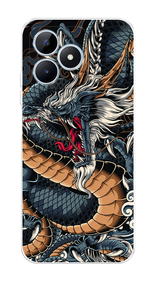 

Чехол на Realme C60 "Japanese Dragon", Коричневый;черный;синий, 2516550-1