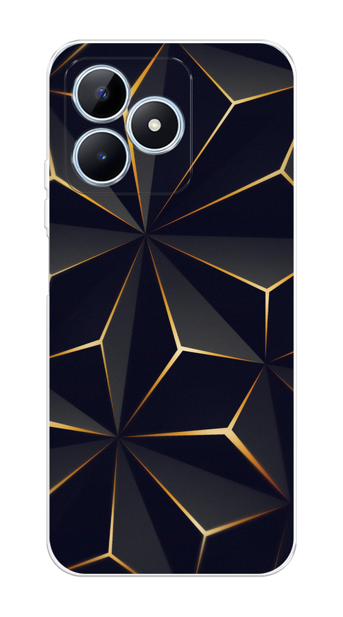 

Чехол на Realme C60 "Черные полигоны", Золотистый;черный, 2516550-1