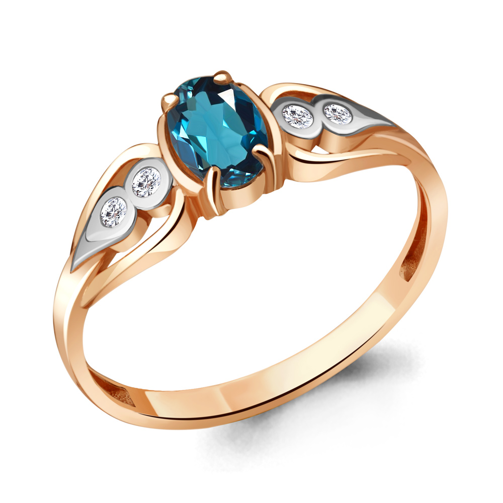 

Кольцо из серебра с топазом\фианитом Aquamarine Aquamarine 6942308А_925_з р, 6942308А_925_з