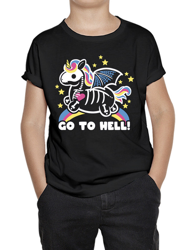 фото Футболка д/мальч. dreamshirts studio единорог - go to hell с цв. черный р.98