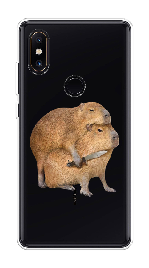 

Чехол на Xiaomi Mi Mix 2S "Капибара с ножом", Бежевый, 33450-1