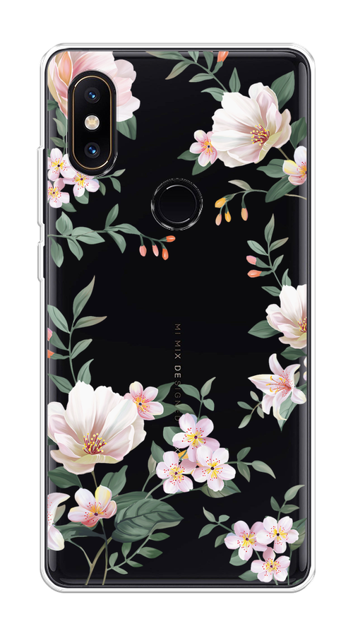 

Чехол на Xiaomi Mi Mix 2S "Beautiful white flowers", Бежевый;зеленый, 33450-1