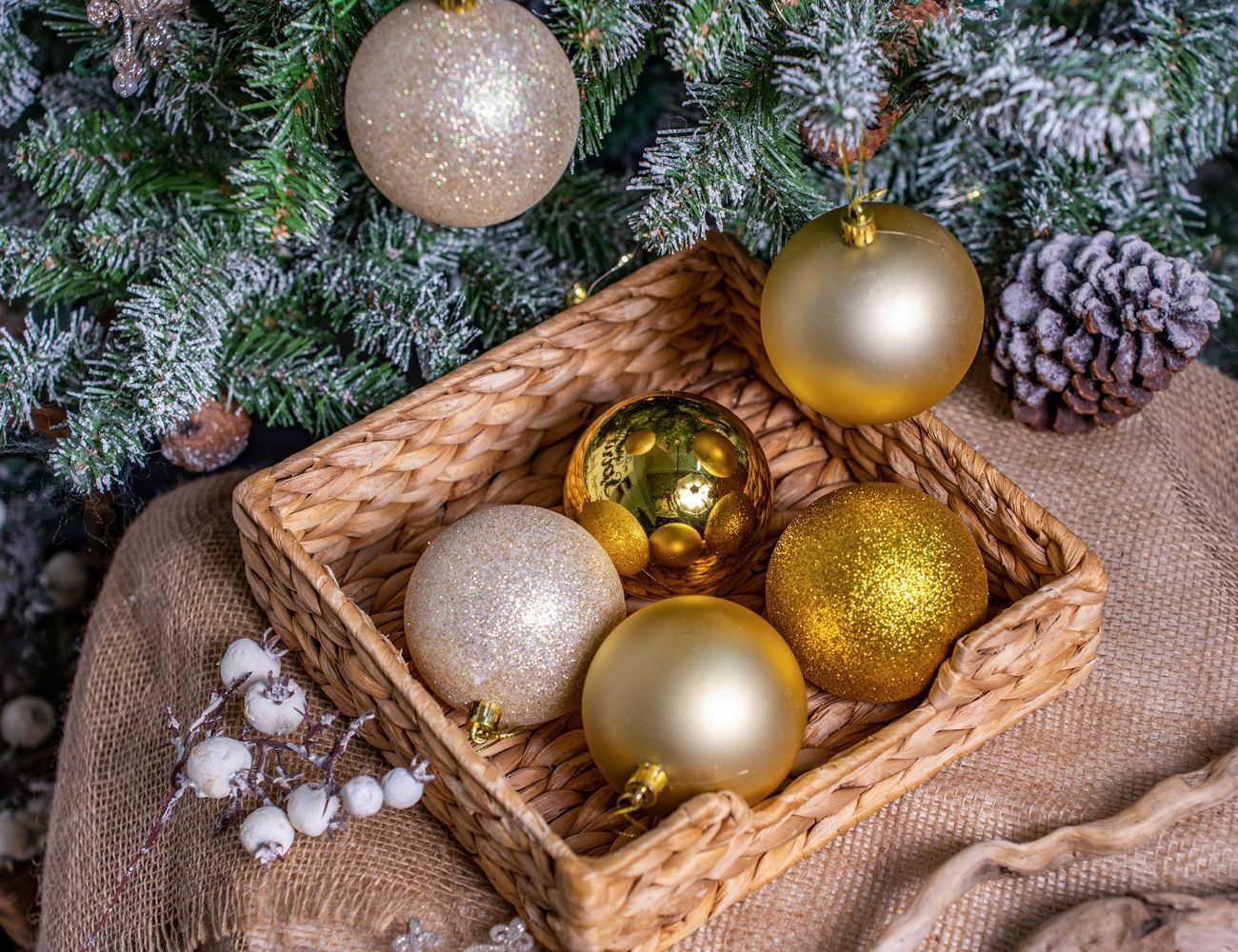 Набор пластиковых шаров New Year MIX золотой, 80 мм, упаковка 6 шт., Winter Deco