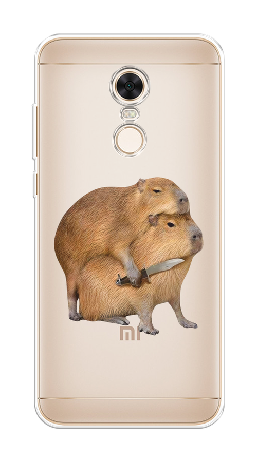 

Чехол на Xiaomi Redmi 5 Plus "Капибара с ножом", Бежевый, 33150-1