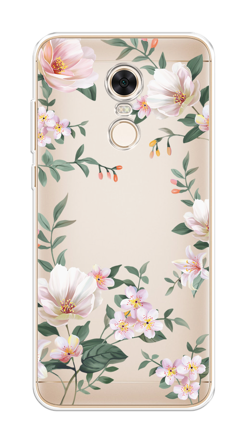 

Чехол на Xiaomi Redmi 5 Plus "Beautiful white flowers", Бежевый;зеленый, 33150-1