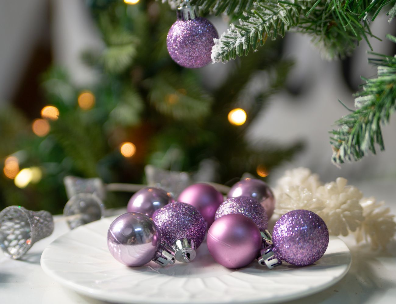 

Шар на ель Winter Deco Миниатюрные глянцевые матовые 22608 3 см 14 шт. фиолетовый, Миниатюрные