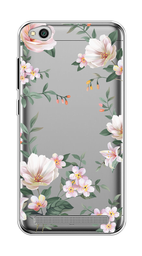 

Чехол на Xiaomi Redmi 5A "Beautiful white flowers", Бежевый;зеленый, 32850-1