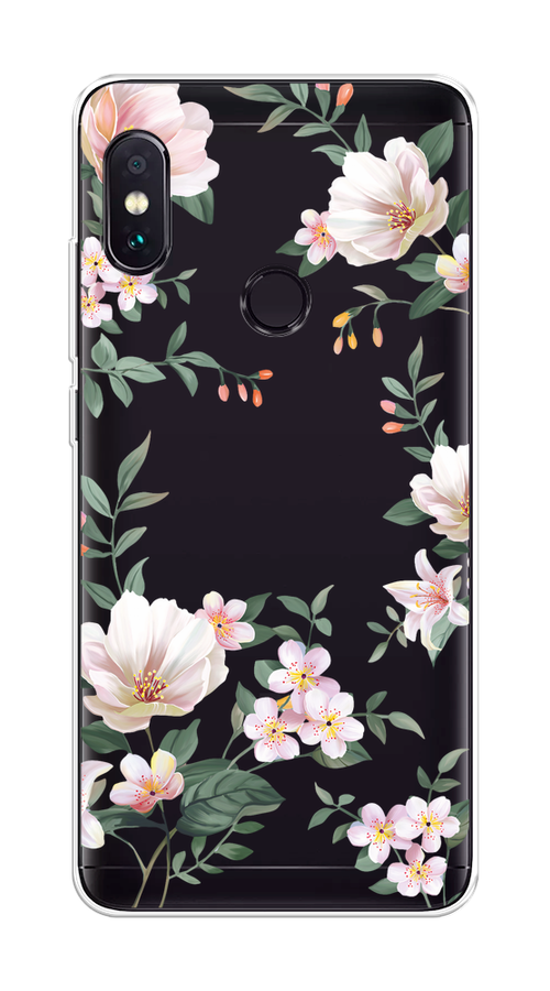 

Чехол на Xiaomi Redmi Note 5/Note 5 Pro "Beautiful white flowers", Бежевый;зеленый, 32750-1