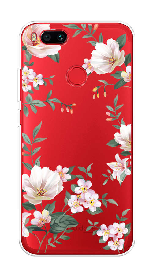 

Чехол на Xiaomi Mi A1/5X "Beautiful white flowers", Бежевый;зеленый, 32650-1