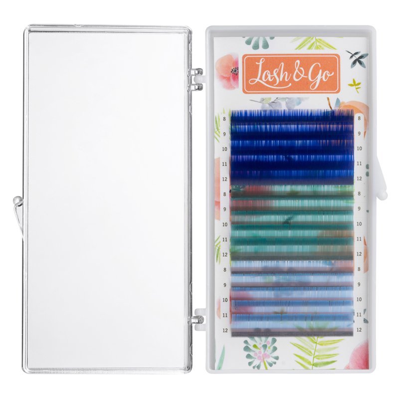 

Цветные ресницы Lash&Go микс 0,10/D/9-13 mm Blueberry 15 линий, Разноцветный