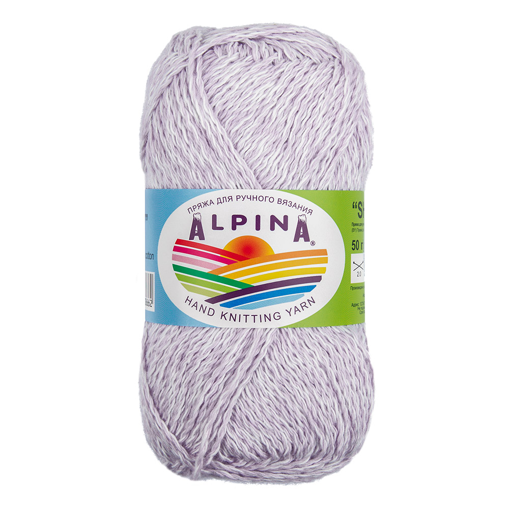 

Пряжа Alpina Shebby, 100% хлопок, 10х50 г, 150+-7 м, Белый;фиолетовый