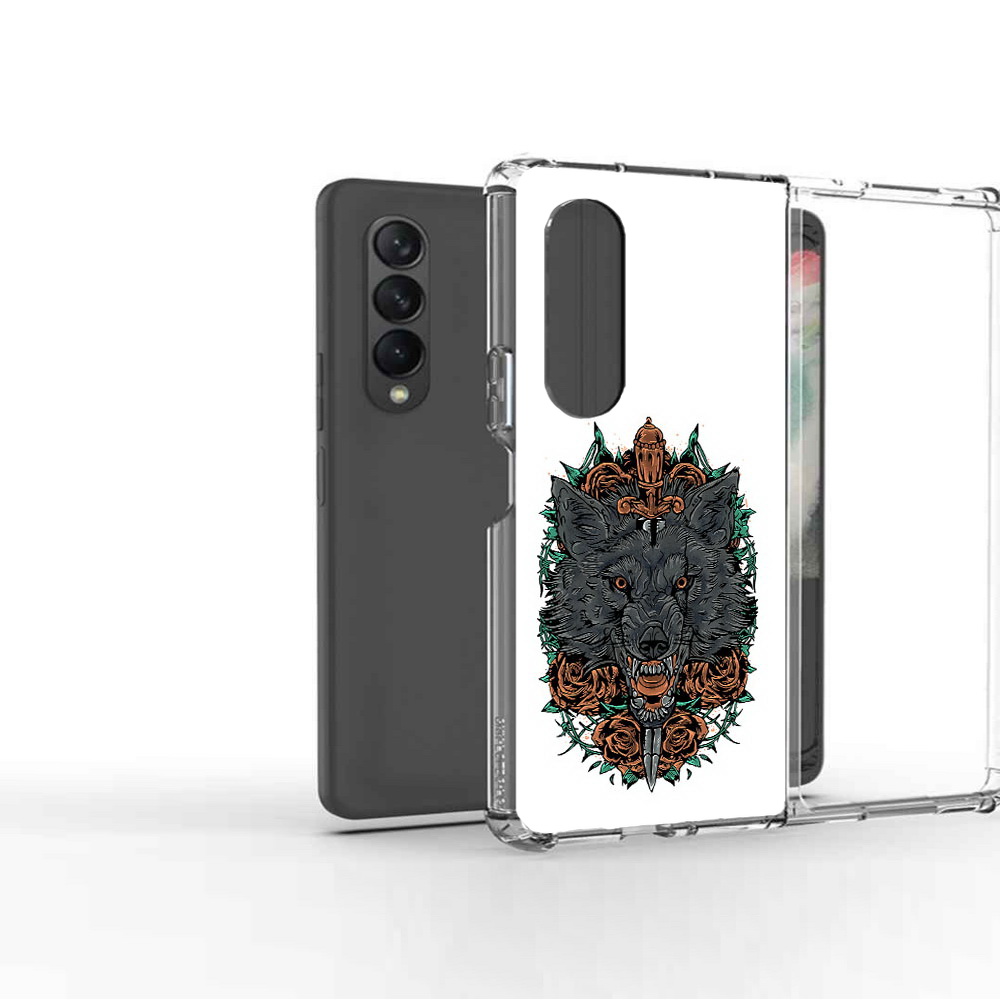 

Чехол MyPads Tocco для Samsung Galaxy Z Fold 3 красивый злой волк, Прозрачный, Tocco