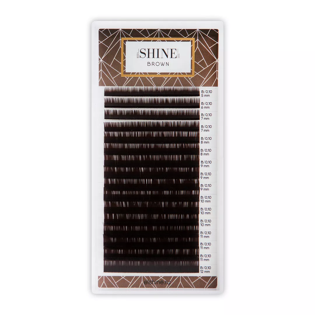

Ресницы elSHINE темно-коричневые BROWN отд.длины 16 лент C 0,10 06mm, Коричневый