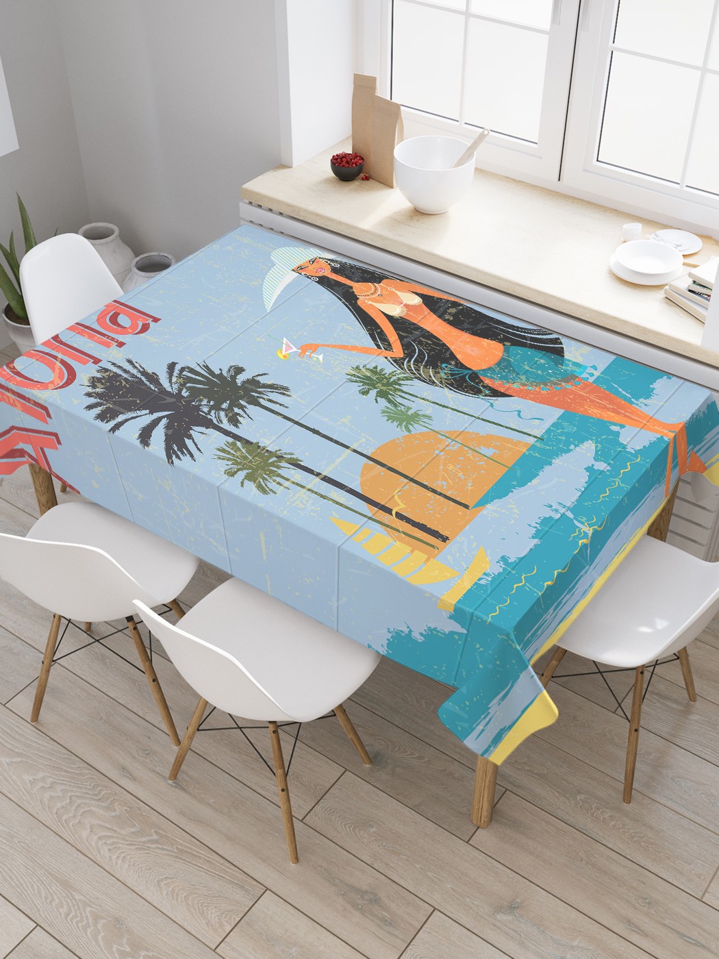 

Скатерть прямоугольная JoyArty "Гавайское приветствие" из сатена, 120x145 см, Голубой, Гавайское приветствие