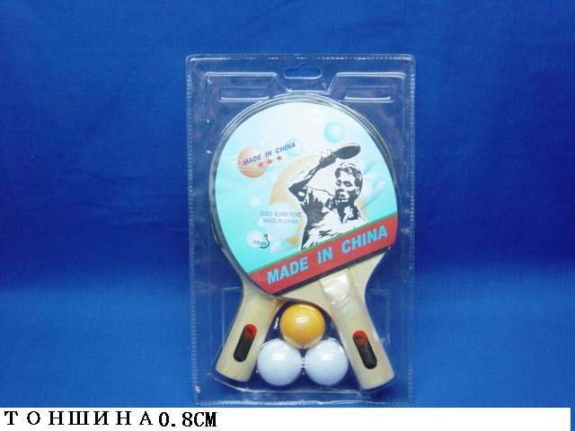 фото Shantou 2 ракетки, толщина 0,8 см, 3 шарика, в пластике