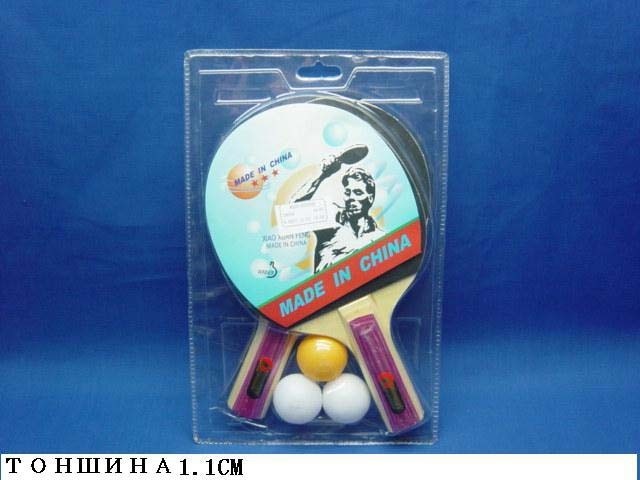 фото Shantou 2 ракетки, толщина 1,1 см, 3 шарика, в пластике