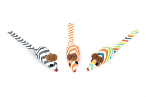 фото Набор игрушек для кошек beeztees мышь цветная, цвета в ассортименте, 3шт*4см