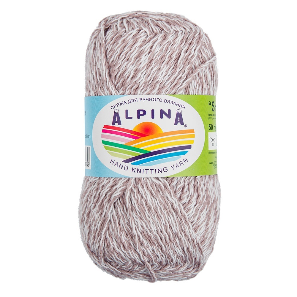

Пряжа Alpina Shebby, 100% хлопок, 10х50 г, 150+-7 м, Серый;белый