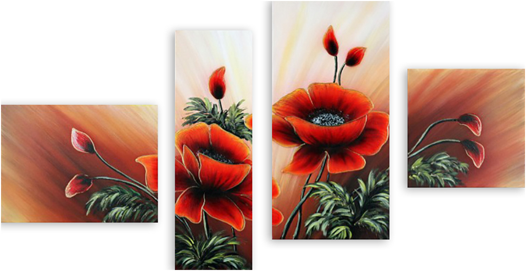 

Картина модульная на холсте Модулка Яркие маки 150x86 см, 617