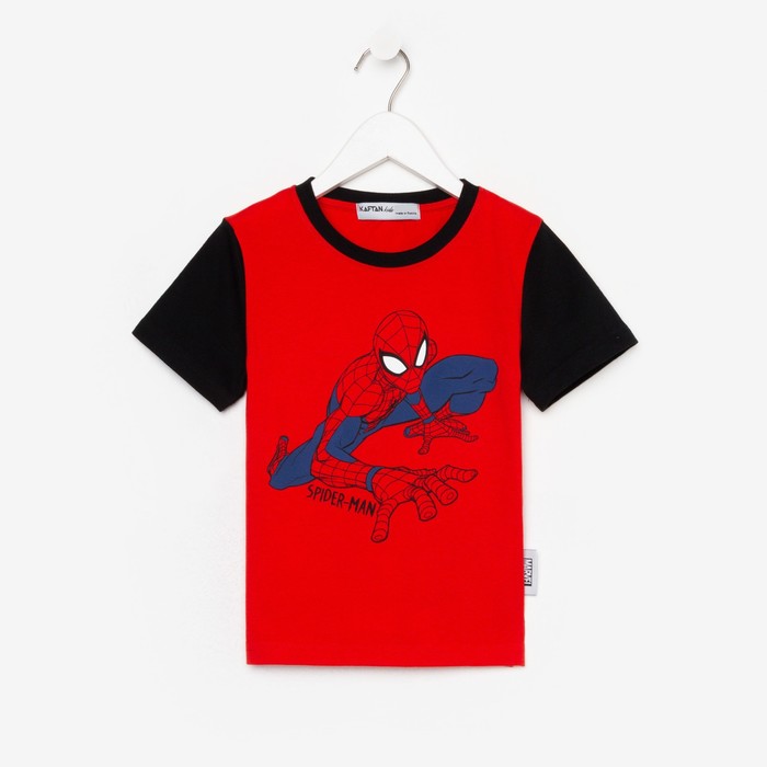 Футболка детская MARVEL Человек паук, рост 122-128 (34), цвет красный/чёрный
