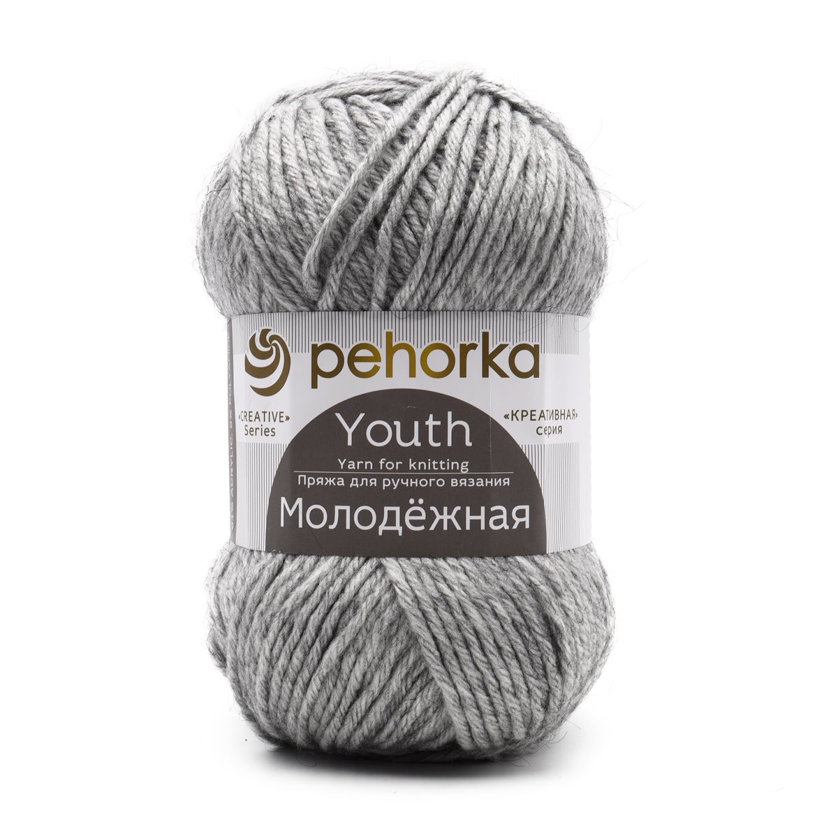 

Пряжа Пехорка Молодёжная 200 г, 280 м (96-Серый меланж), 5 мотков