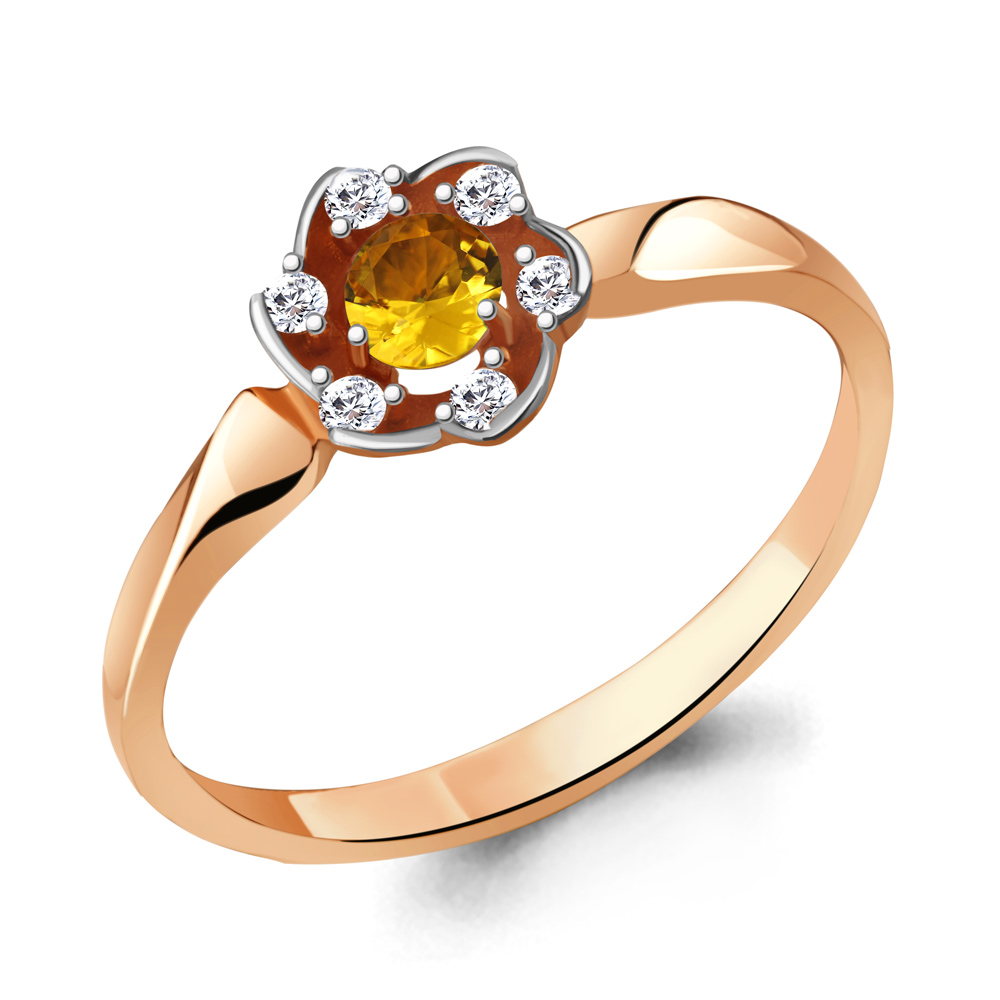 

Кольцо из серебра с цитрином\фианитом Aquamarine Aquamarine 6941406А_925_з р, 6941406А_925_з