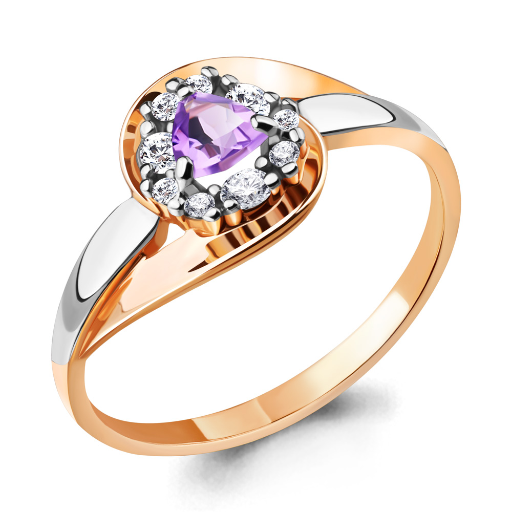 

Кольцо из серебра с аметистом\фианитом Aquamarine Aquamarine 6941304А_925_з р, 6941304А_925_з