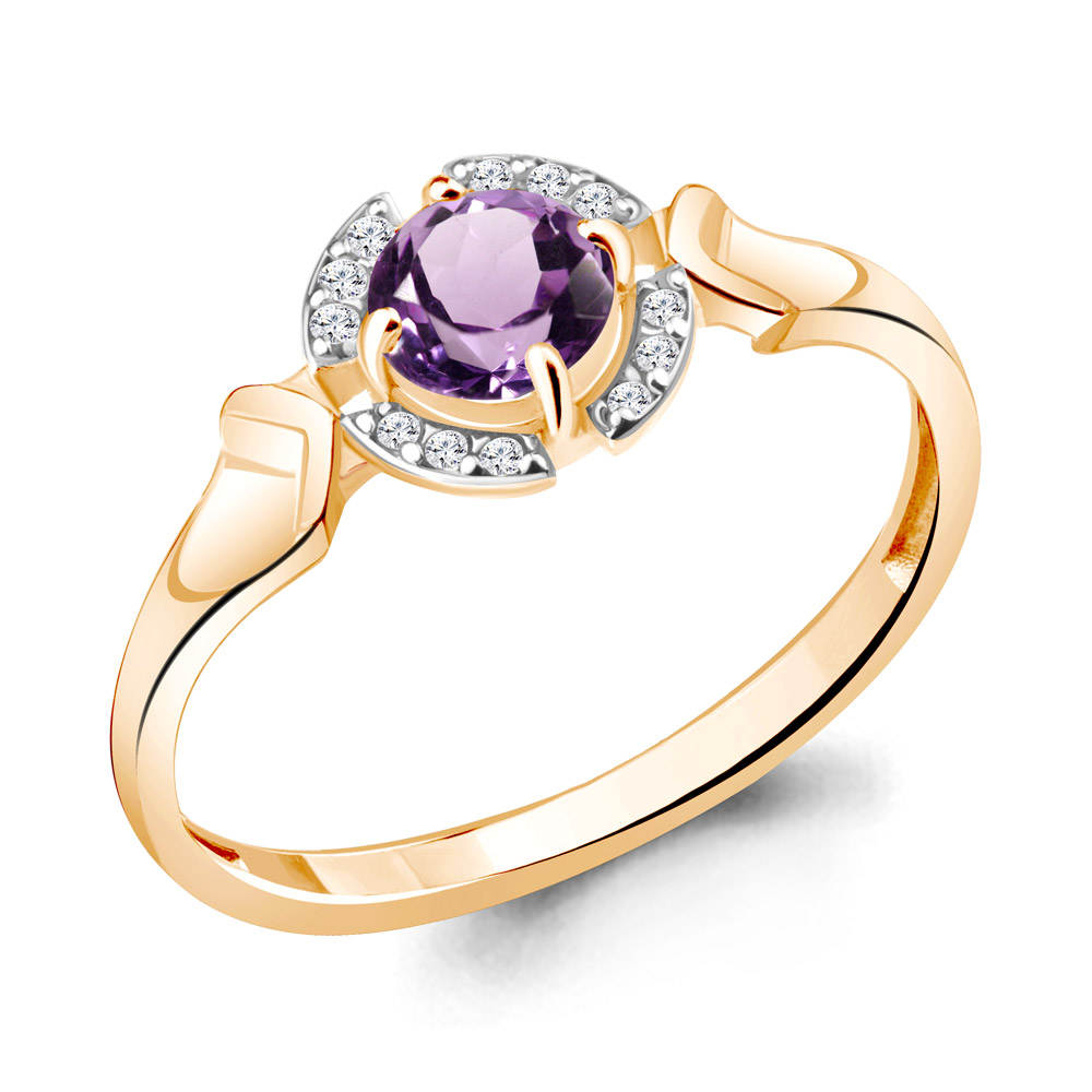 

Кольцо из серебра с аметистом\фианитом Aquamarine Aquamarine 6941104А_925_з р. 18, 6941104А_925_з