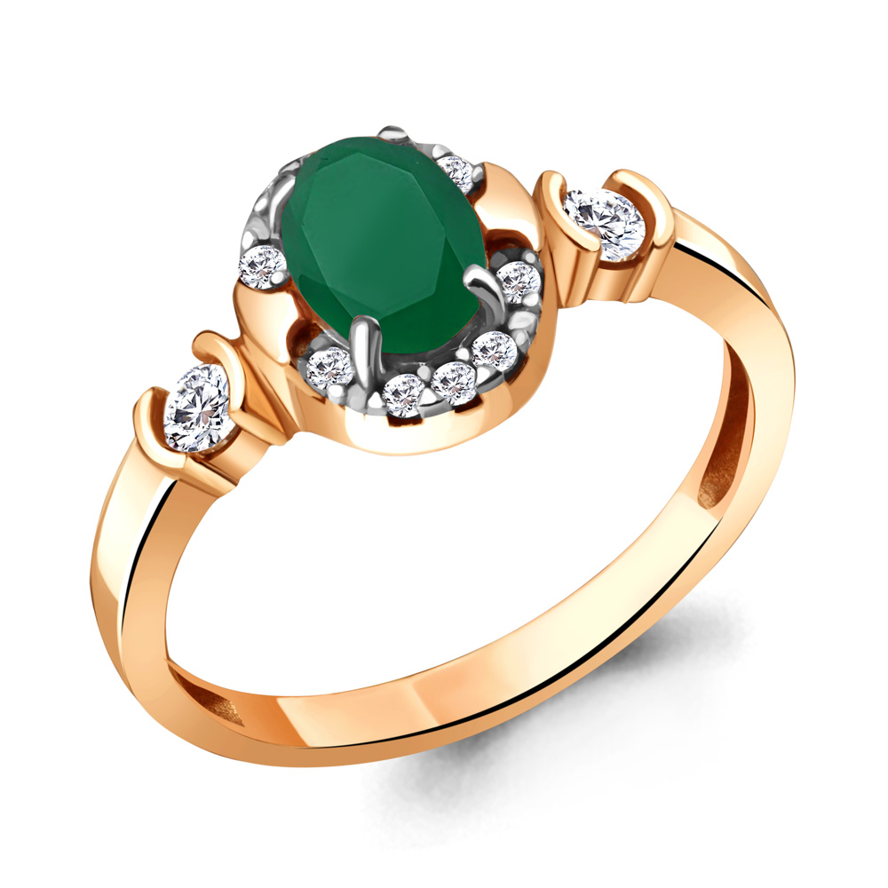 

Кольцо из серебра с агатом\фианитом Aquamarine Aquamarine 6940609А_925_з р. 18, 6940609А_925_з